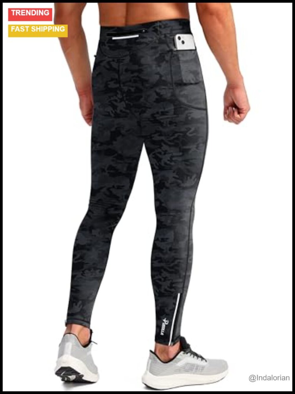 Men's Thermal Running Tights with 3 Zipper Pockets Fleece Lined